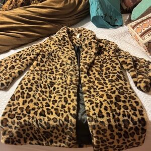 Blue Blush Leopard Print Teddy Jacket